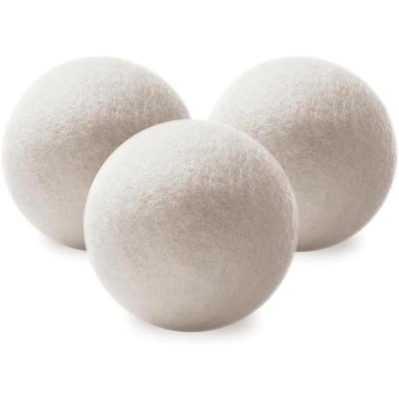 Wool Dryer Balls 3Pack,Natural Fabric Softener 100% Organic Premium XL New Zealand Wool,Reusable, Reduces Clothing Wrinkles, Saving Energy & Time, White 3 Count (Pack of 1) Accessories Laundry Accessories Laundry