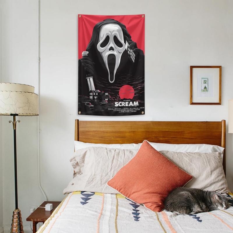 Scary Skull Call Scream Movie Poster Tapestry 2*3FT Hanging Wall Tapestry Poster Signs Decor for Bedroom College Livng Room Dorm Parties Decor