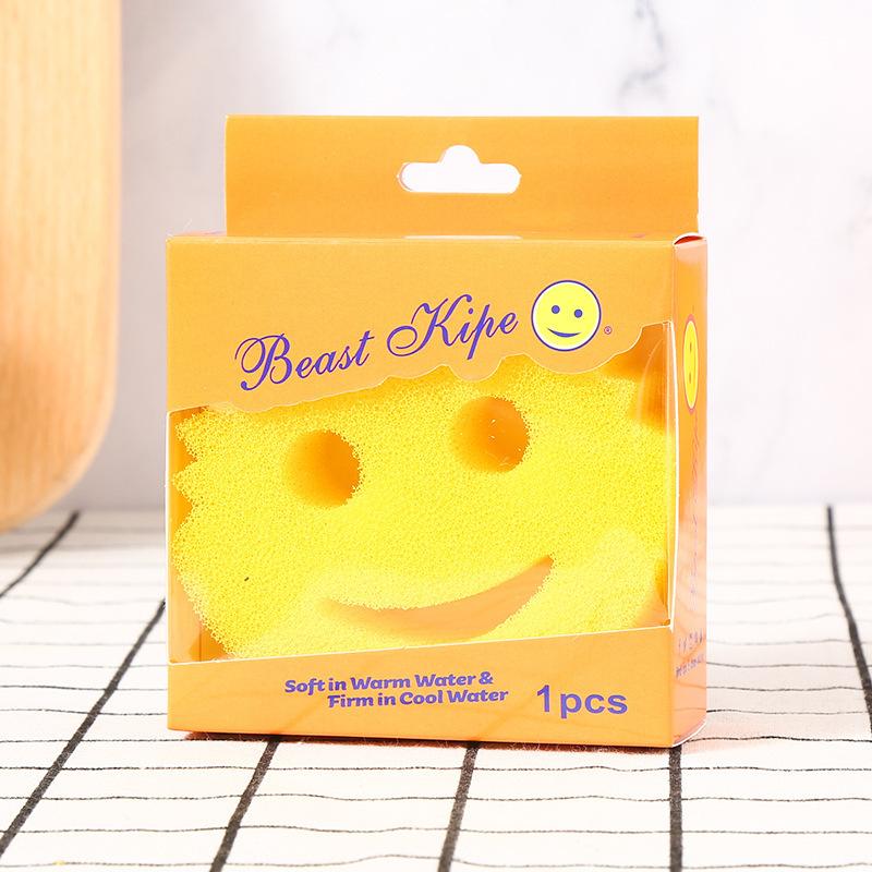 Thickened American Smiley Face Dishwashing Eraser Clean Block Kitchen Absorbent Sponge Wipe Oil-Free Bathroom Floor Decontamination Sponge