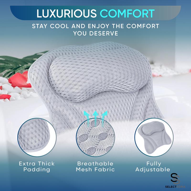 SelectSoma Bath Pillows for Tub Neck and Back Support - Bath Pillow for Bathtub