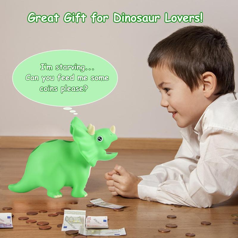 Dinosaur Piggy Bank for Kids, Unbreakable Plastic Money Coin Bank for Boys and Girls, Great Gifts for Birthday, Easter, Baby Shower