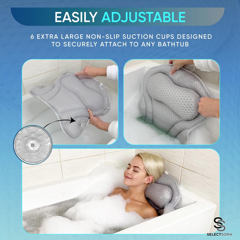 SelectSoma Bath Pillows for Tub Neck and Back Support - Bath Pillow for Bathtub