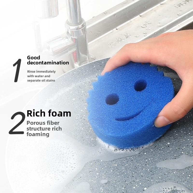 Thickened American Smiley Face Dishwashing Eraser Clean Block Kitchen Absorbent Sponge Wipe Oil-Free Bathroom Floor Decontamination Sponge