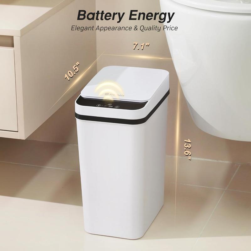 Bathroom Automatic Trash Can, 4 Gallon Touchless Motion Sensor Small Garbage Can with Lid  Electric Narrow  Garbage Bin for Bedroom Office Halloween Decoration, White