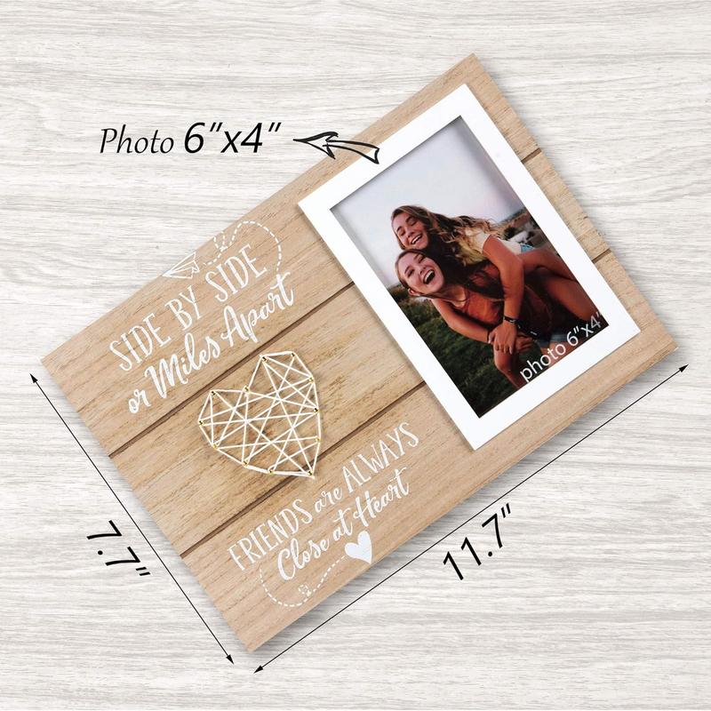 Friends Picture Frame Gift - Long Distance Friendship Gifts For BFF - Friend Birthday Gifts for Women, BFF, Bestfriend, Besties - Side By Side Or Miles Apart - 6X4 Inches Cute Photo