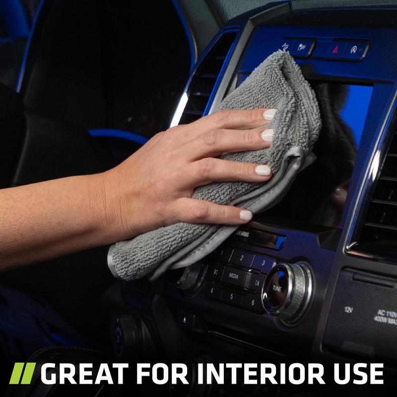 VIKING Utility Microfiber Towel for Car Interior and Exterior Use, Microfiber Cloth for Car, Professional Towels for Car Cleaning Supplies or Home, 350gsm, Grey, 16 Inch x 16 Inch, 8 Pack