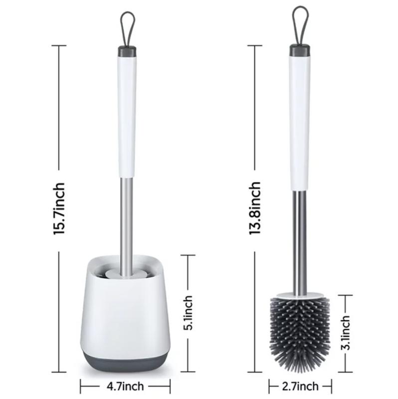 Silicon Toilet Bowl Brush with Tweezers for Bathroom Cleaning, White - Silicone, Traditional Aluminium Cleaner