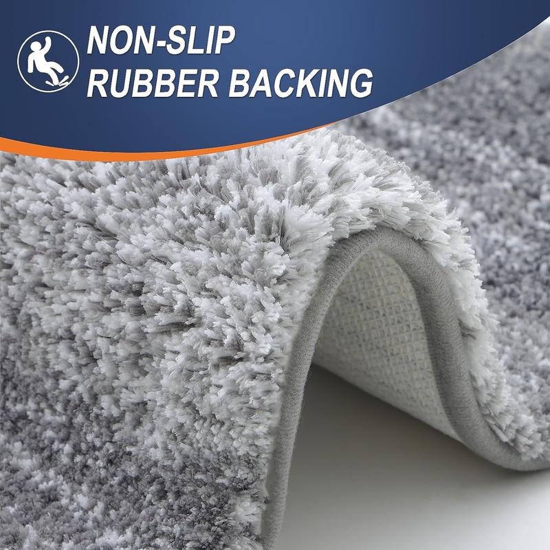 Bathroom Rugs Mat 24x16, Extra Soft and Absorbent Microfiber Bath Rugs, Non-Slip Shaggy Bath Carpet, Machine Wash, Bath Mats for Bathroom Floor, Grey