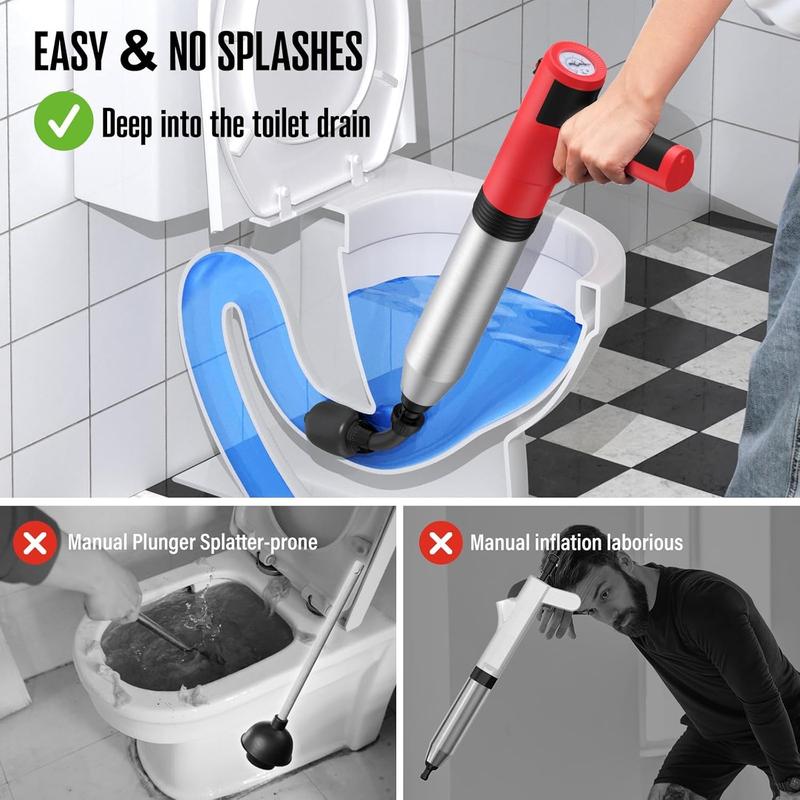 Electric Toilet Plunger - Swift High-Pressure Drain Unclogger | Plungers for Bathroom, Floors, Shower Heavy Duty | Versatile Home Toilet Clog Remover