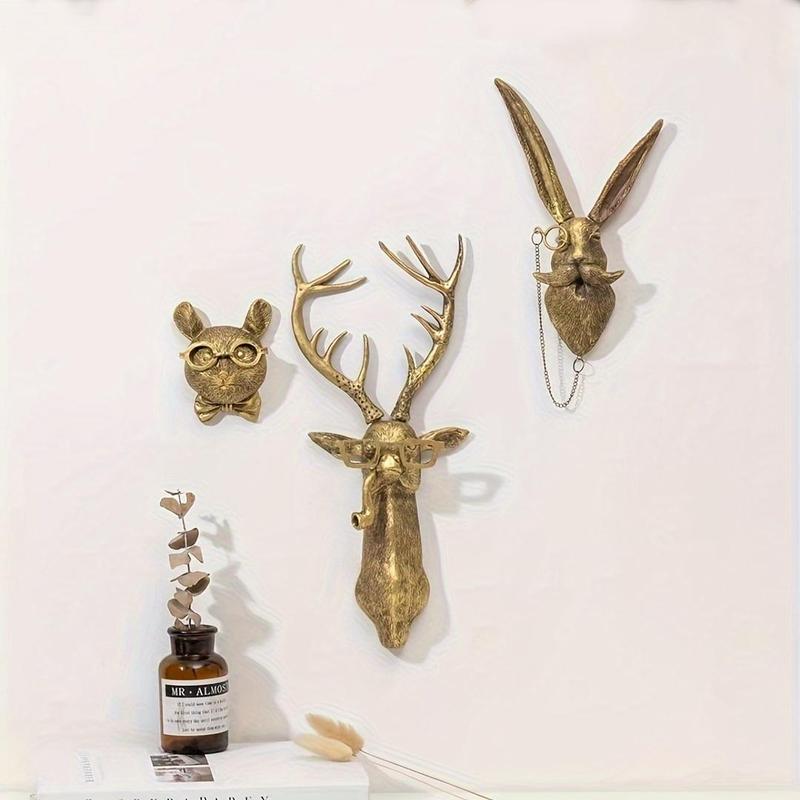 Animal Design Wall Hanging Decoration, 1 Count Creative Reindeer Antler Wall Decor, Hanging Ornament for Home Bedroom Living Room Office Fireplace