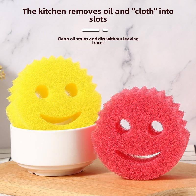 Thickened American Smiley Face Dishwashing Eraser Clean Block Kitchen Absorbent Sponge Wipe Oil-Free Bathroom Floor Decontamination Sponge