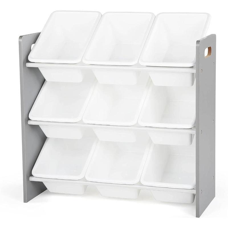 Grey White Toy Organizer, 9 Bin Storage, 24