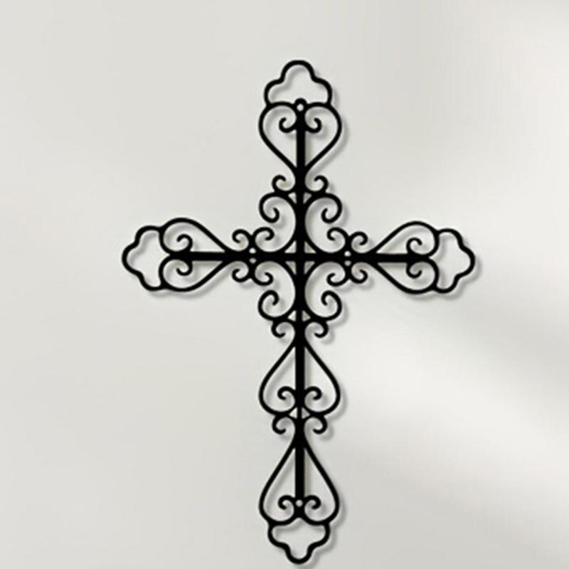 Iron Cross Wall Decor, 1 Count Creative Wall Hanging Ornament, Wall Art Decor for Home Living Room Bedroom Study Room