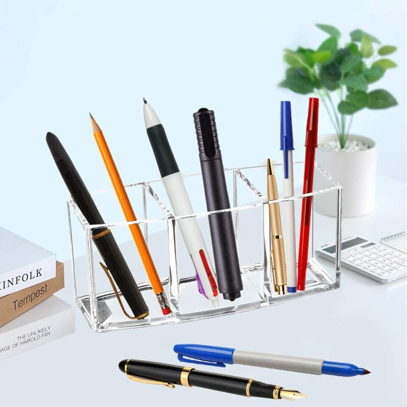 Clear Makeup Brush Organizer, Acrylic Cosmetics Brushes Storage Holders, Cute Pen and Pencil Holder for Desk Boxes Safety Vanity