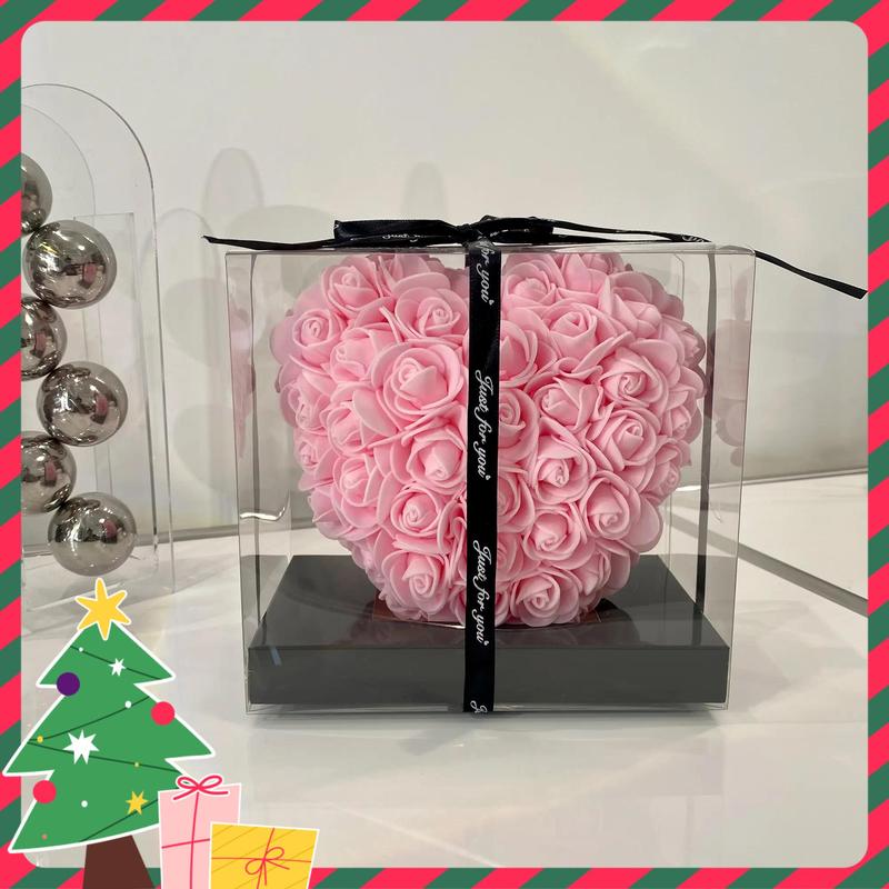 Christmas Artificial Rose Flower Gift Box, Romantic Rose Flower Gift Box with Bowknot Decor, Gift Box for Wedding, Anniversary, Birthday, Party