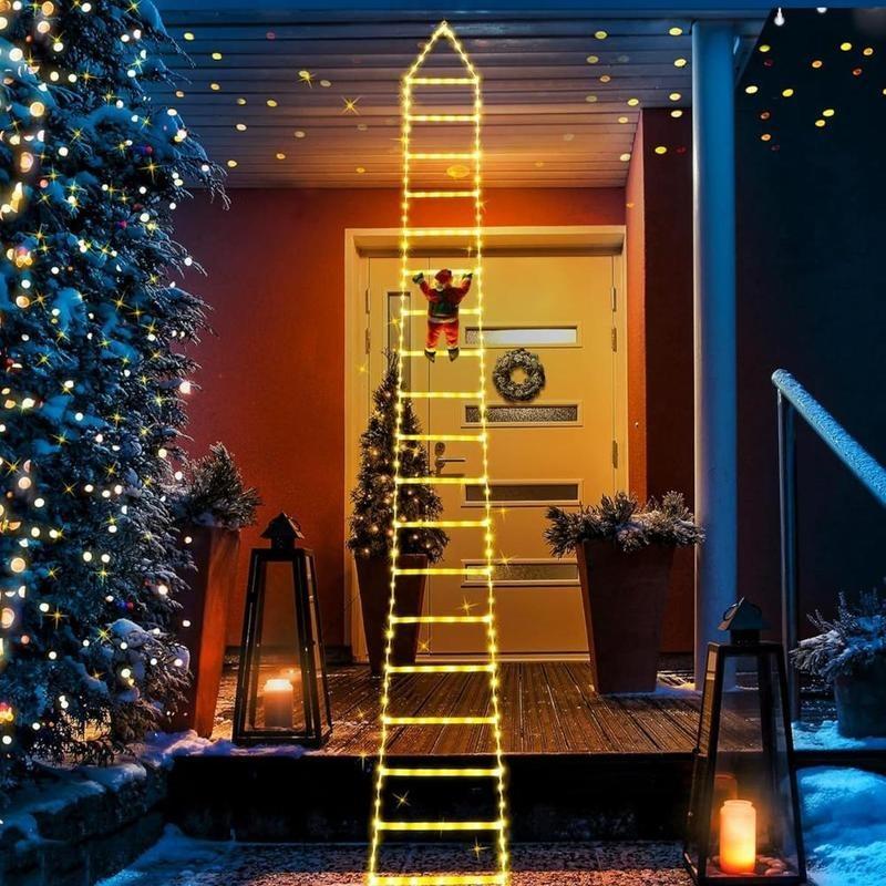 LED Christmas Decorative Light, 1 Count USB Powered Christmas Decorative Ladder Light with Santa Claus, Christmas Decorations Light for Indoor Outdoor