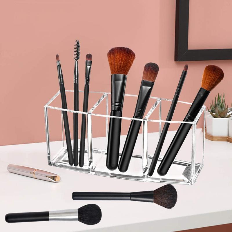 Clear Makeup Brush Organizer, Acrylic Cosmetics Brushes Storage Holders, Cute Pen and Pencil Holder for Desk Boxes Safety Vanity