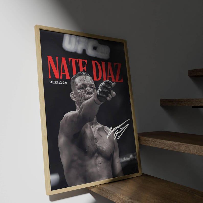 Nate Diaz Fighter Poster, Ufc Wall Art, Decor, Instant Download, Unframe Poster, Gift for boyfriend, Unique design, MMA