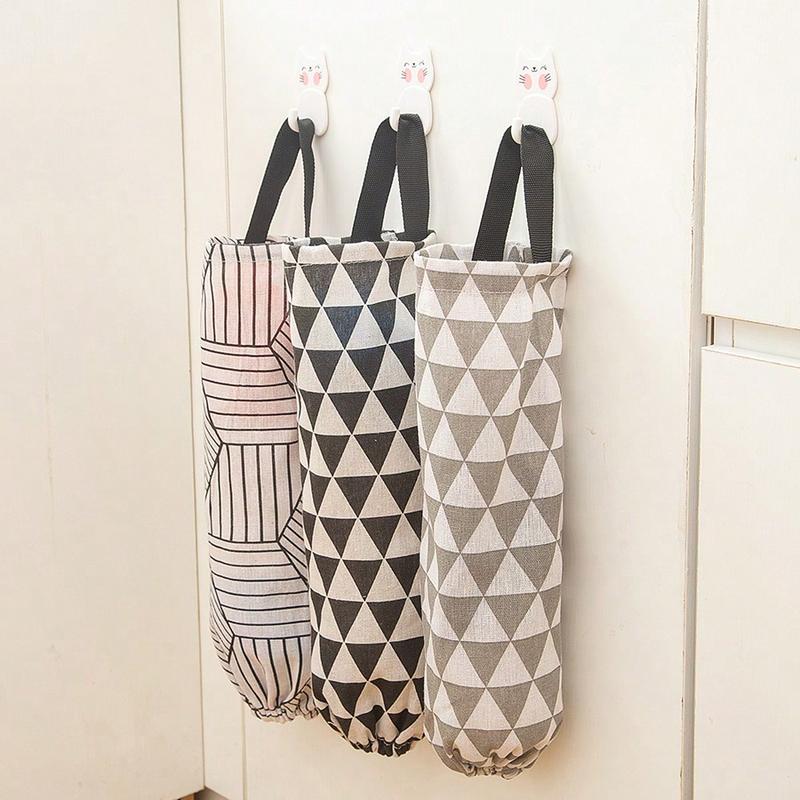 Multifunctional Plastic Bag Storage Rack & Dispenser For Kitchen