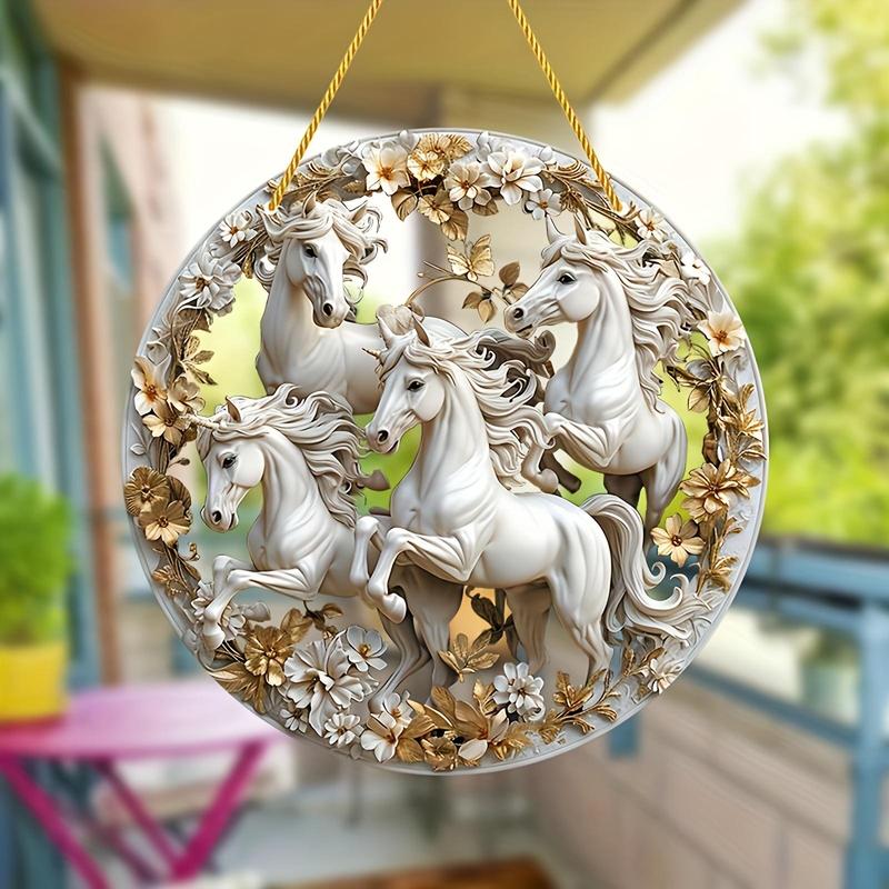 Horse Herd Pattern Hanging Decor, 1 Count Acrylic Hanging Ornament, Hanging Decor for Home Living Room Bedroom Study Room