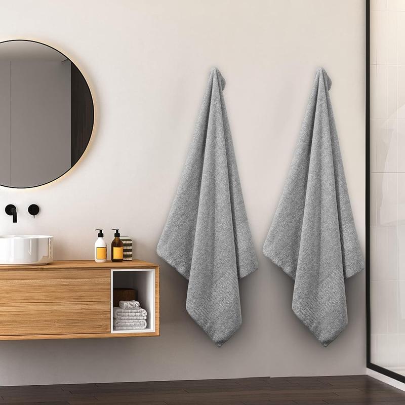 SEISSO Bath Towels, Extra Absorbent & Quick Drying Towels for Bathroom, Viscose Made from Bamboo Soft Bath Sheet (35 x 63inch) Grey 2 Counts