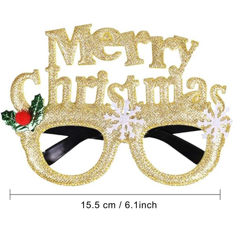 Christmas Themed Glasses Frame, 12pcs set Glitter Party Eyewear, Party Decoration Supplies for Christmas Festival