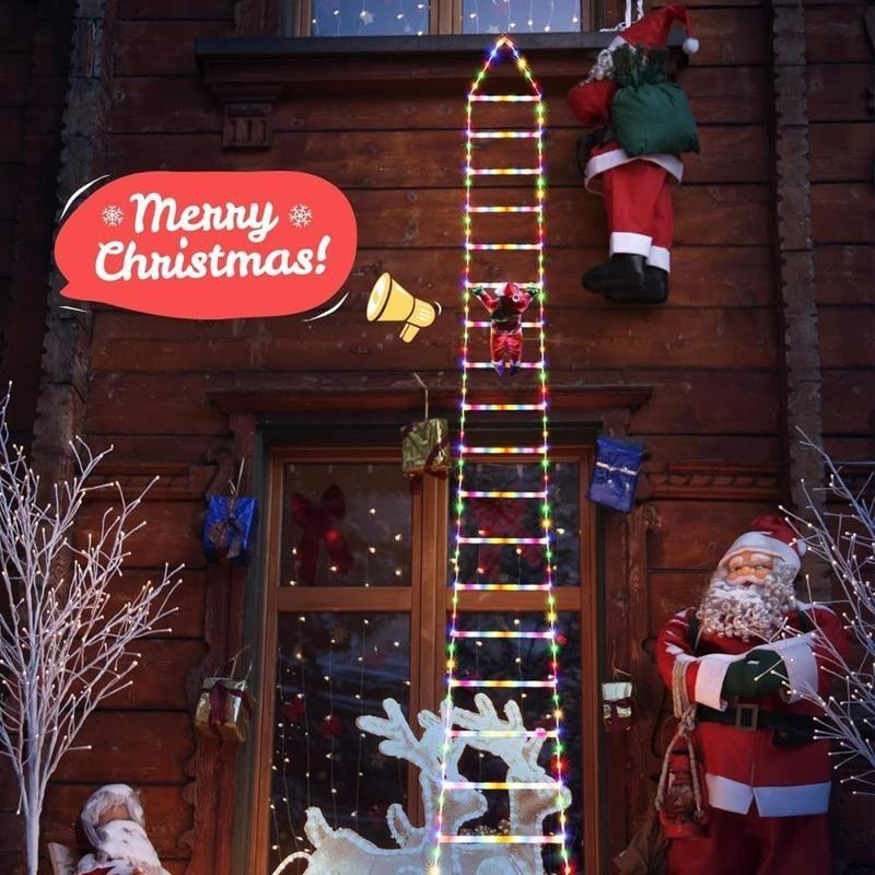 LED Christmas Decorative Light, 1 Count USB Powered Christmas Decorative Ladder Light with Santa Claus, Christmas Decorations Light for Indoor Outdoor