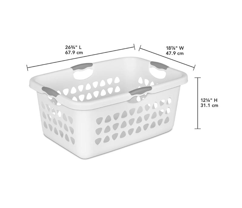 Bushel Ultra Laundry Basket Plastic Adult, White Organiser Traditional