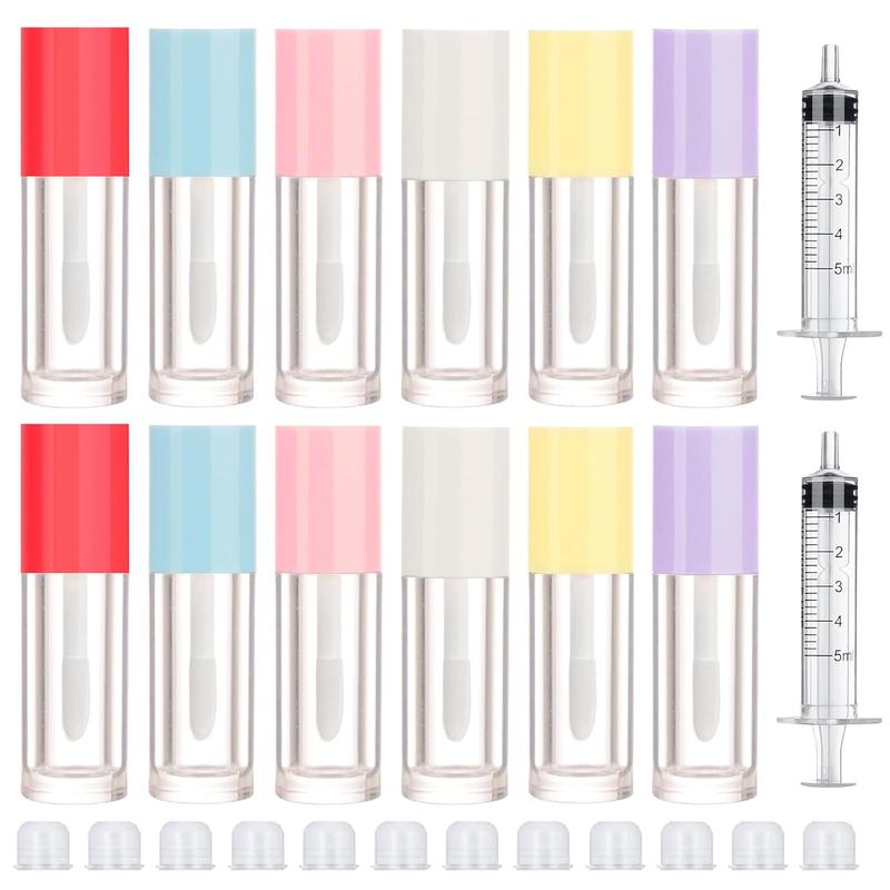 2.5ml 12 count Empty Lip Gloss Tubes with Wand Lip Gloss Containers Cute 0.08oz Clear Refillable Lipgloss Making Supplies Kit for DIY Makeup+ 2 count