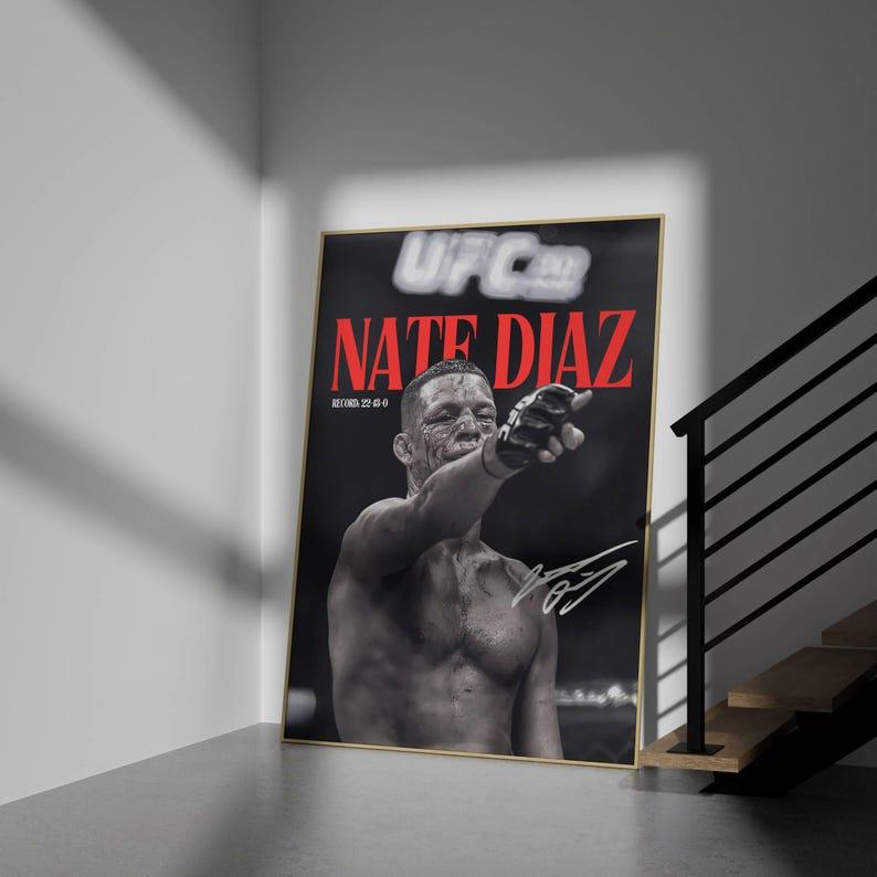 Nate Diaz Fighter Poster, Ufc Wall Art, Decor, Instant Download, Unframe Poster, Gift for boyfriend, Unique design, MMA