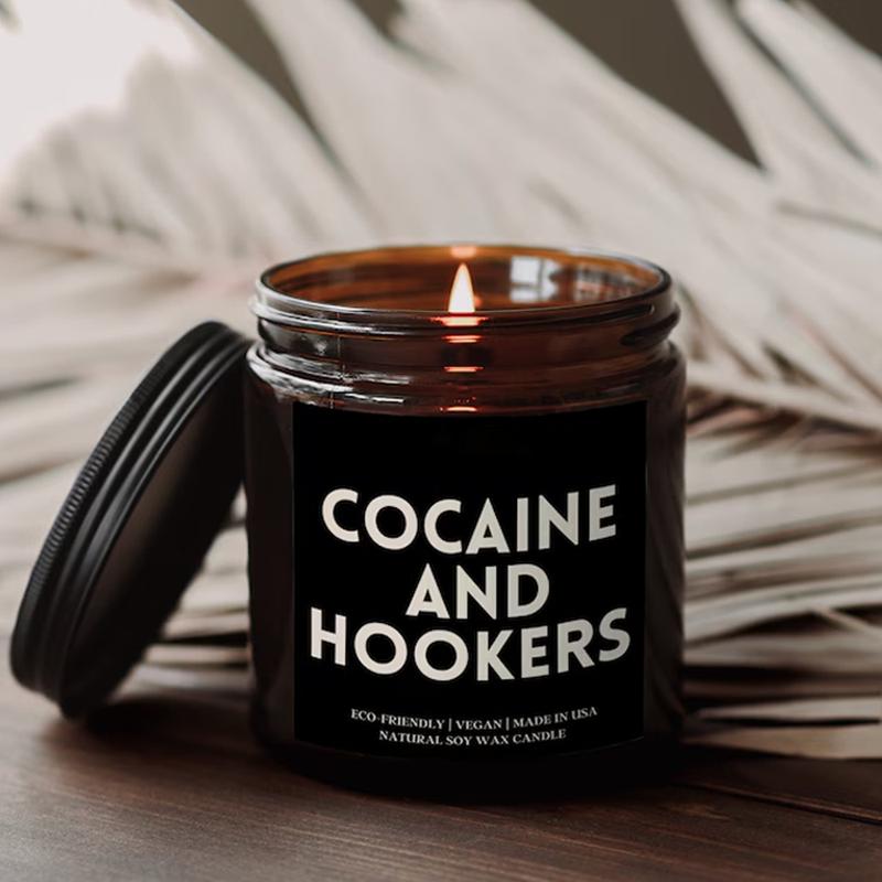 Smells Like Cocaine & Hookers Scented Candle, Holiday Gift Idea, Christmas Gift, Funny Candle Gift, Funny Gift For Birthday, Adult Candle, Best Friend Birthday Gift, Soy Candle, Gift For Him