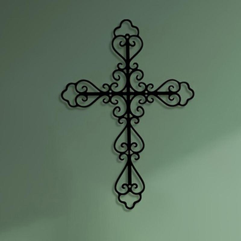 Iron Cross Wall Decor, 1 Count Creative Wall Hanging Ornament, Wall Art Decor for Home Living Room Bedroom Study Room