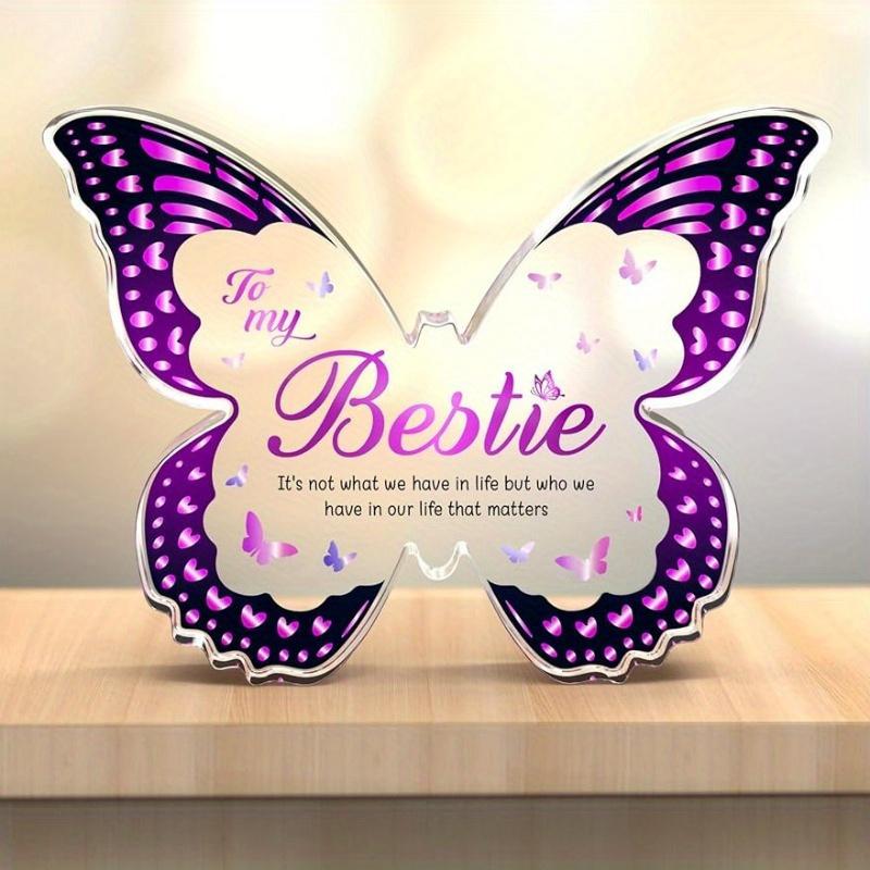 Gifts for Best Friend Women, Friendship Gifts for Women Butterfly-Shaped Acrylic Plaques Gifts for Friends female Bestie Birthday Christmas Thanksgiving Valentines