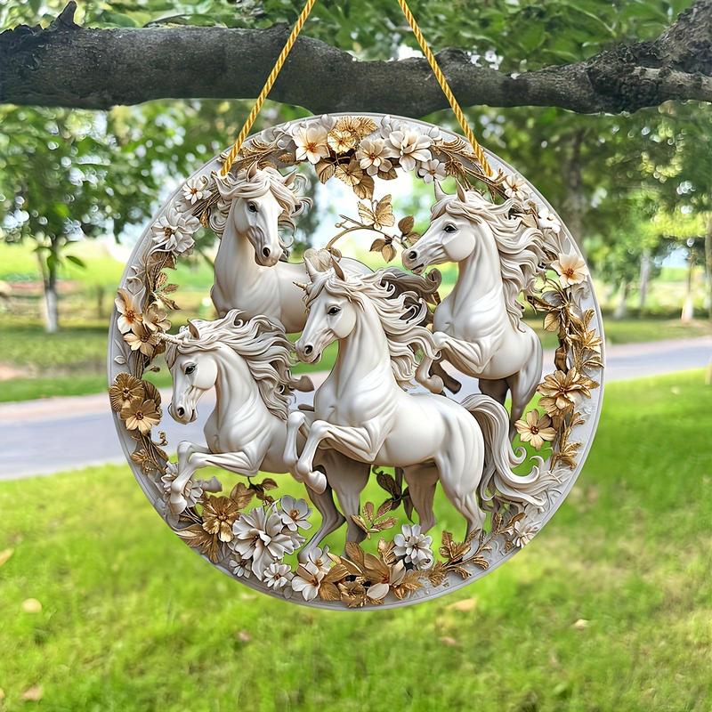 Horse Herd Pattern Hanging Decor, 1 Count Acrylic Hanging Ornament, Hanging Decor for Home Living Room Bedroom Study Room