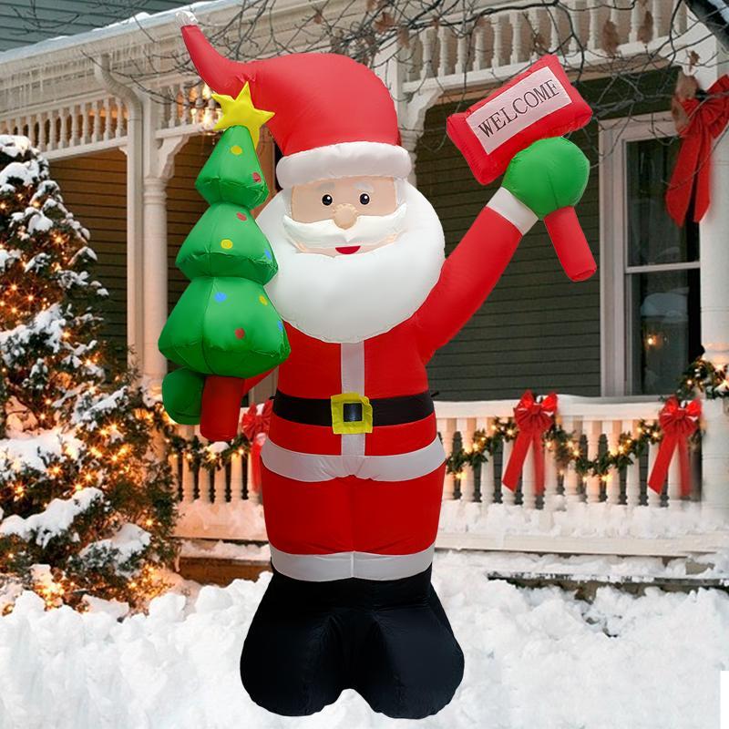 Inflatable Santa Claus Snowman Design Christmas Decoration with Built-in LED Light, 1 Count Christmas Outdoor Decor, Garden Decoration for Lawn & Yard