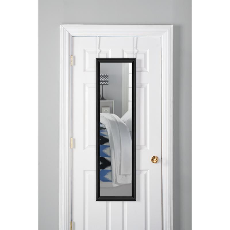 Over-The-Door Mirror with hardware, 14.25IN X 50.25IN, Black