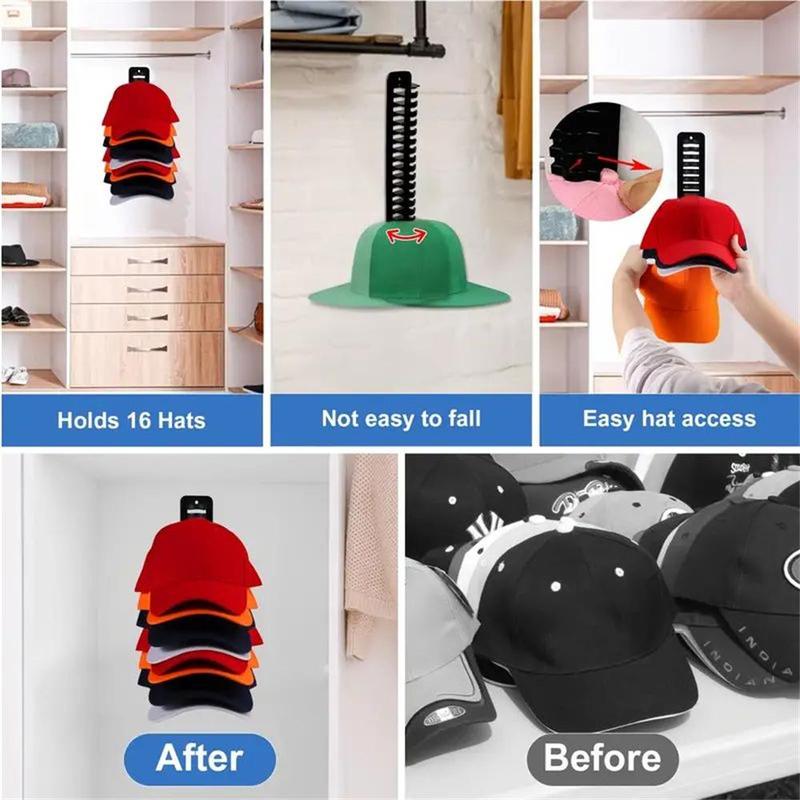 Wall Mounted Hat Storage Rack, 1 Count Punch Free Hat Organizer, Hat Storage Holder, Baseball Cap Storage Organizer for Bedroom, Living Room, Office