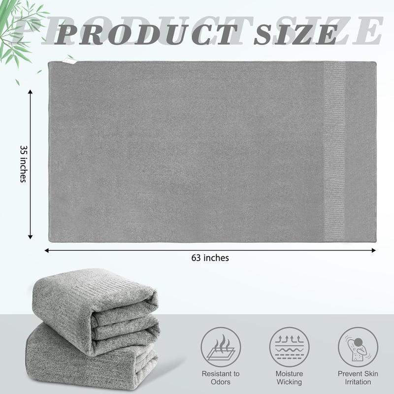 SEISSO Bath Towels, Extra Absorbent & Quick Drying Towels for Bathroom, Viscose Made from Bamboo Soft Bath Sheet (35 x 63inch) Grey 2 Counts