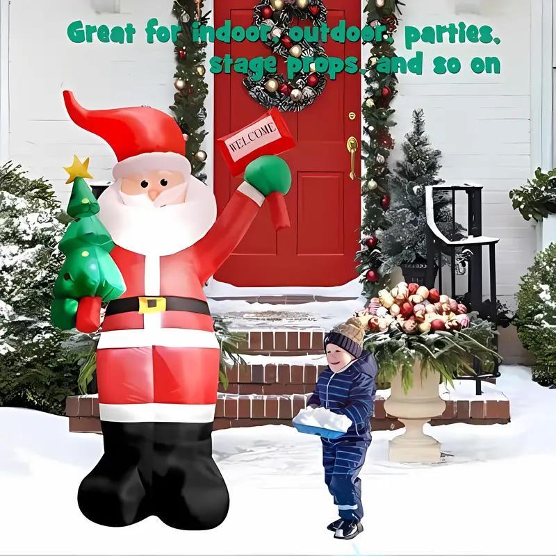 Inflatable Santa Claus Snowman Design Christmas Decoration with Built-in LED Light, 1 Count Christmas Outdoor Decor, Garden Decoration for Lawn & Yard