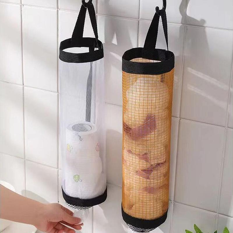 Multifunctional Plastic Bag Storage Rack & Dispenser For Kitchen