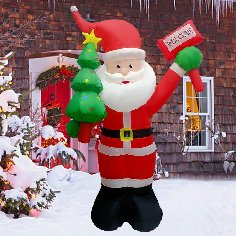 Inflatable Santa Claus Snowman Design Christmas Decoration with Built-in LED Light, 1 Count Christmas Outdoor Decor, Garden Decoration for Lawn & Yard