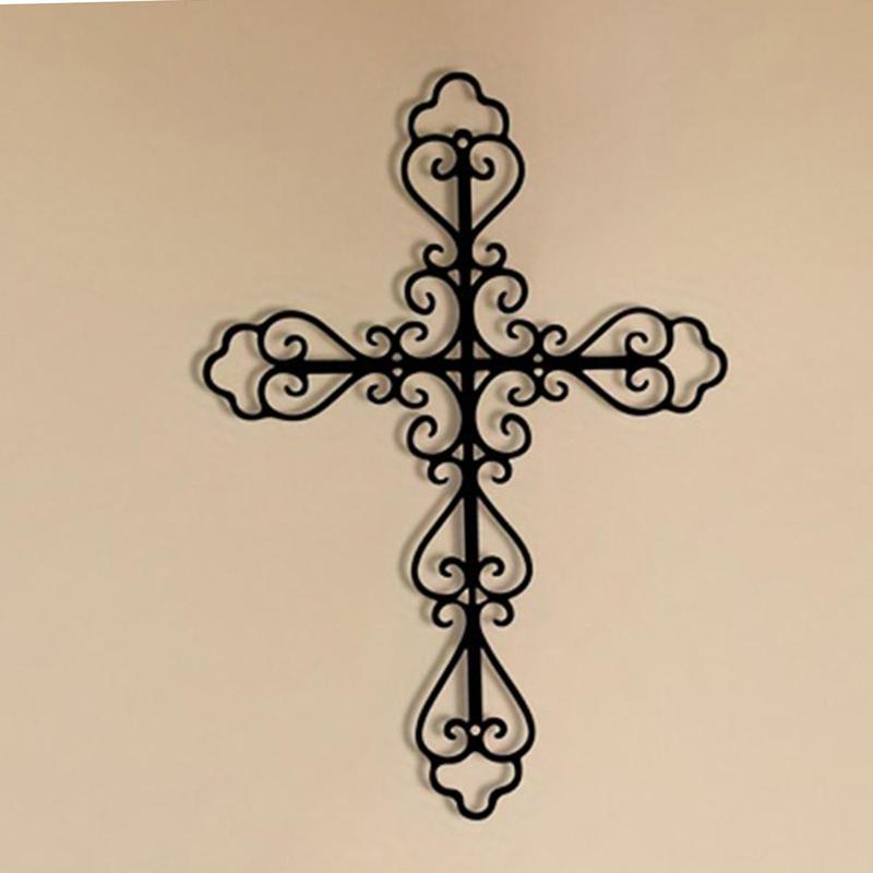 Iron Cross Wall Decor, 1 Count Creative Wall Hanging Ornament, Wall Art Decor for Home Living Room Bedroom Study Room