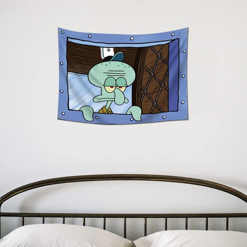 Funny Cartoon Tapestry 30x40in Wall Hanging Window Design for Bedroom Home Decor Size College Dorm Room Man Cave Frat Wall Outdoor