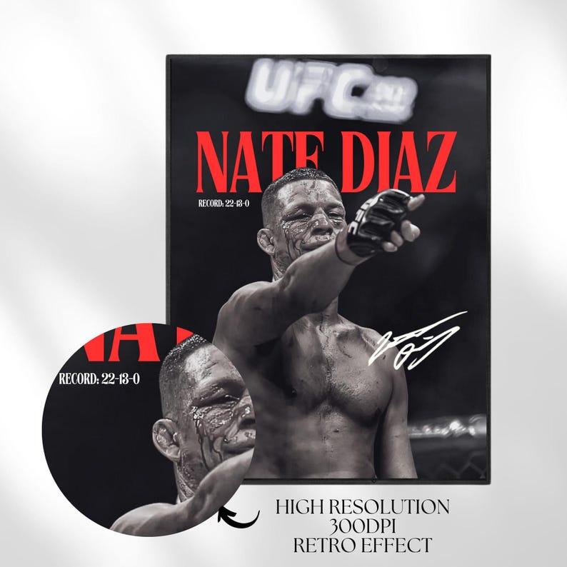 Nate Diaz Fighter Poster, Ufc Wall Art, Decor, Instant Download, Unframe Poster, Gift for boyfriend, Unique design, MMA