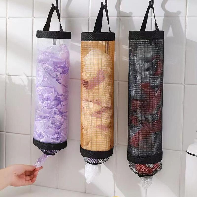 Multifunctional Plastic Bag Storage Rack & Dispenser For Kitchen