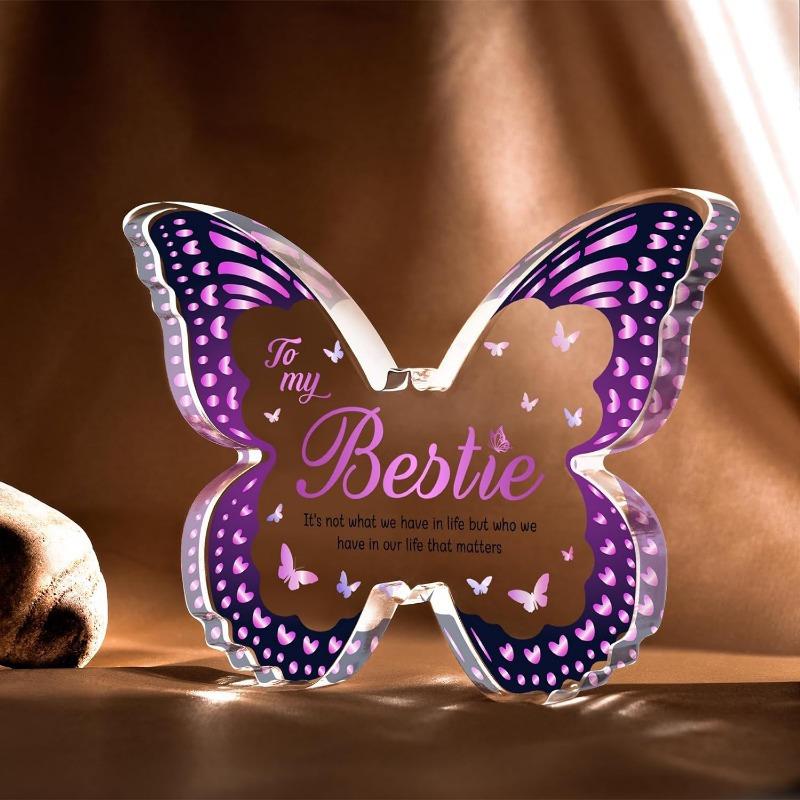 Gifts for Best Friend Women, Friendship Gifts for Women Butterfly-Shaped Acrylic Plaques Gifts for Friends female Bestie Birthday Christmas Thanksgiving Valentines