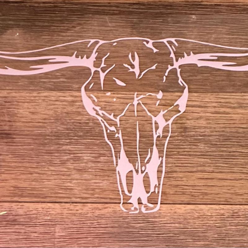 Twisted Texas bull skull permanent vinyl decal 8x24