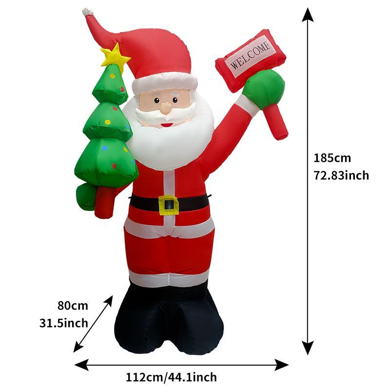 Inflatable Santa Claus Snowman Design Christmas Decoration with Built-in LED Light, 1 Count Christmas Outdoor Decor, Garden Decoration for Lawn & Yard