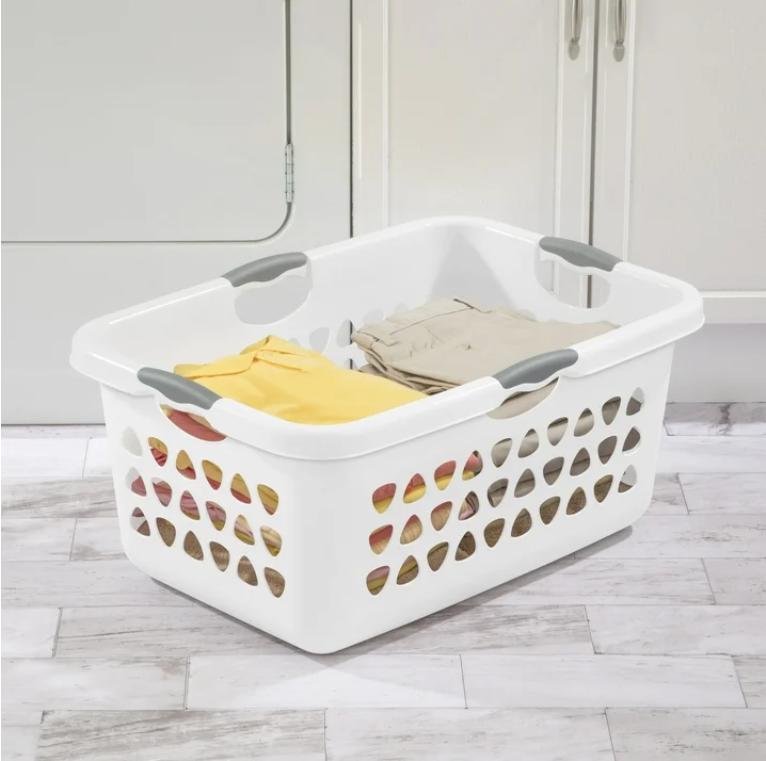 Bushel Ultra Laundry Basket Plastic Adult, White Organiser Traditional