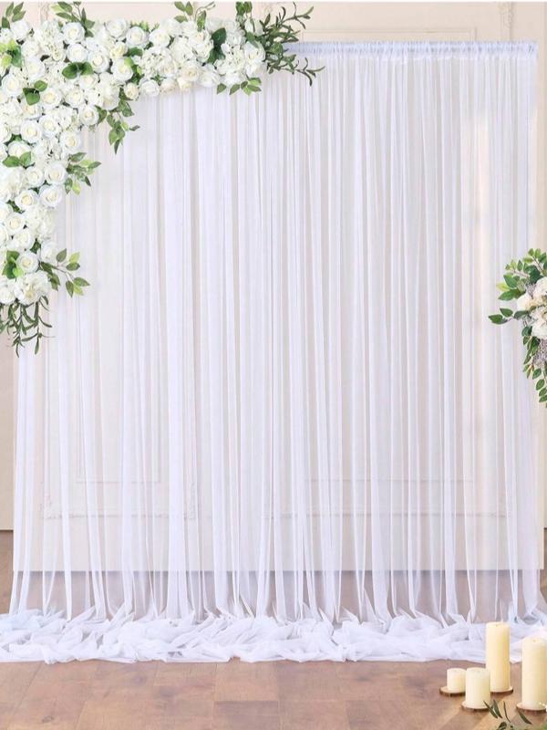 2pcs 4pcs Tulle Backdrop Curtains, Transparent Background Curtains Suitable For Birthday, Wedding, Spring, Halloween, Christmas, Thanksgiving Party Decorations,Christmas